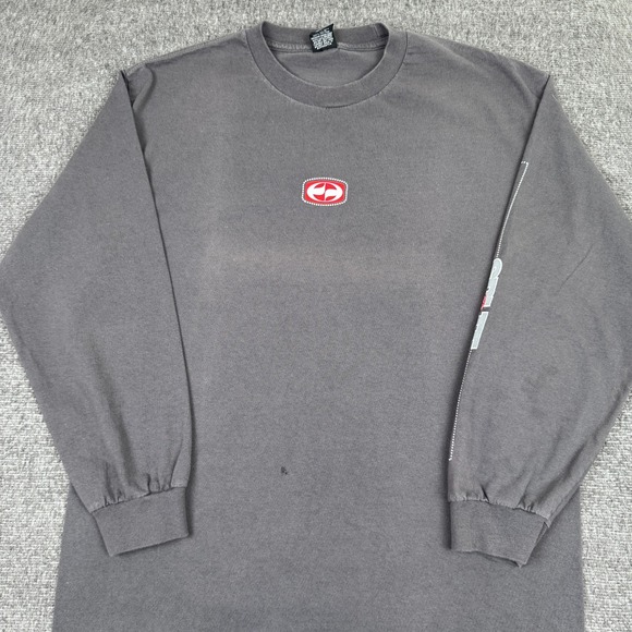 Vintage Split Long Sleeve T-Shirt Mens Large Gray Skateboards Distressed Y2K - Picture 1 of 9